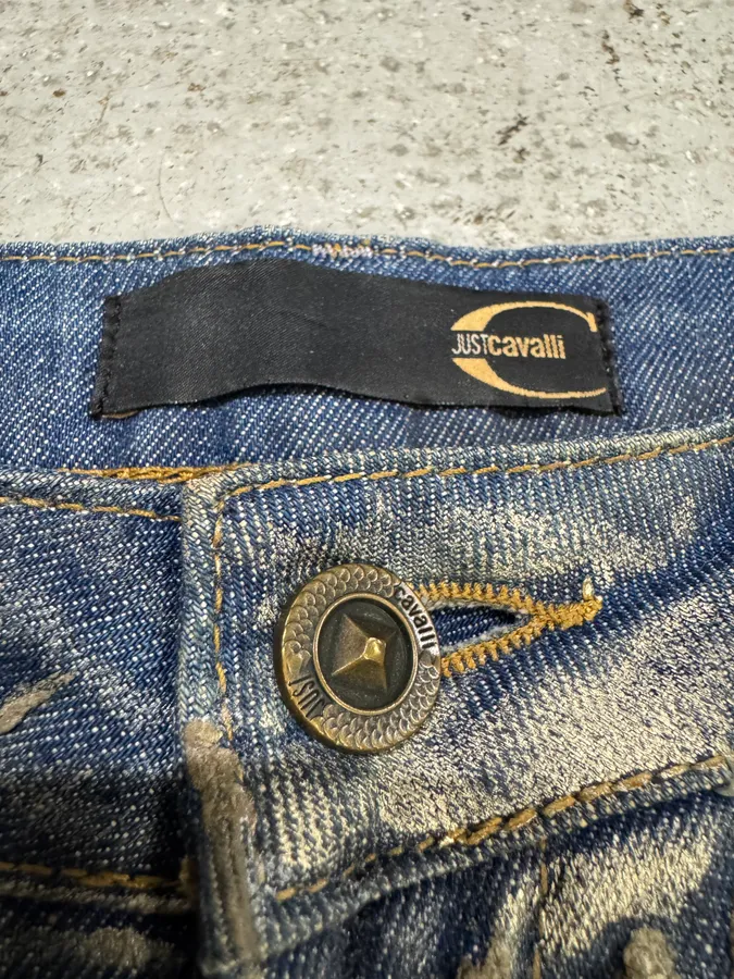 SS2007 Cavalli Blue Golden Aged Royal Denim Jeans - Image 10
