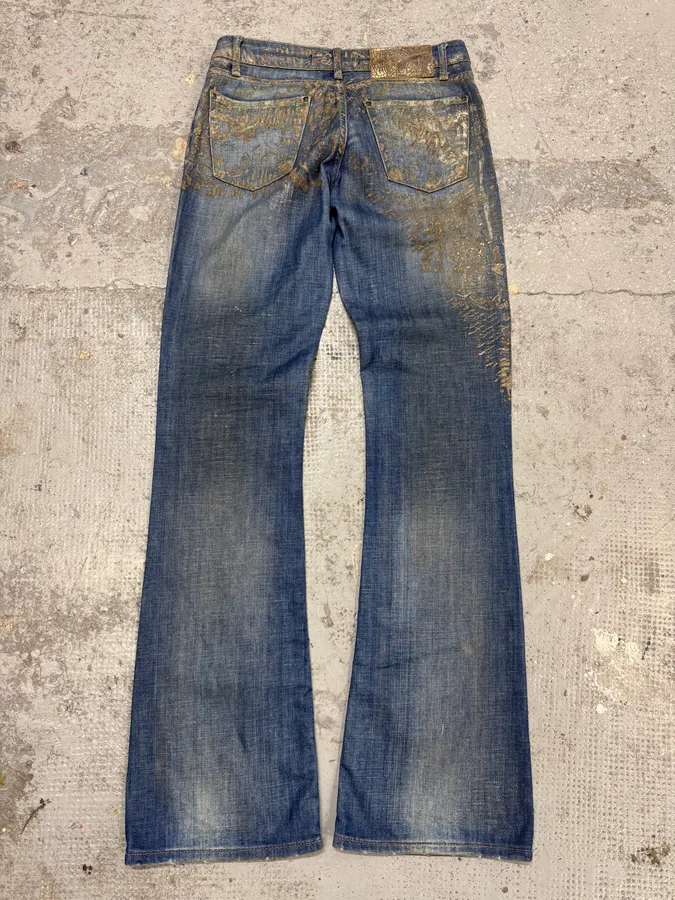 SS2007 Cavalli Blue Golden Aged Royal Denim Jeans - Image 9