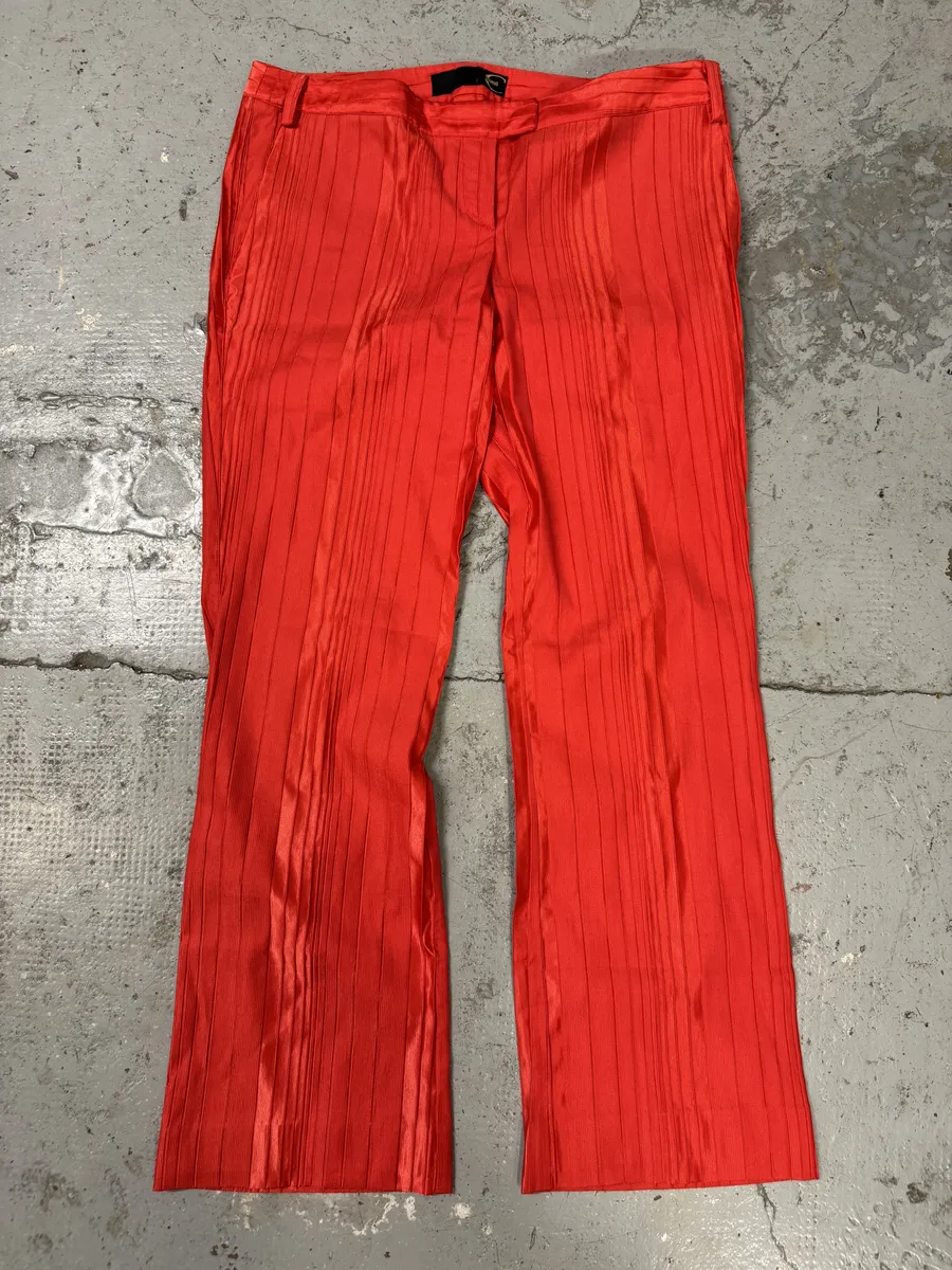SS2007 Cavalli Red Pleats Pants - Image 7