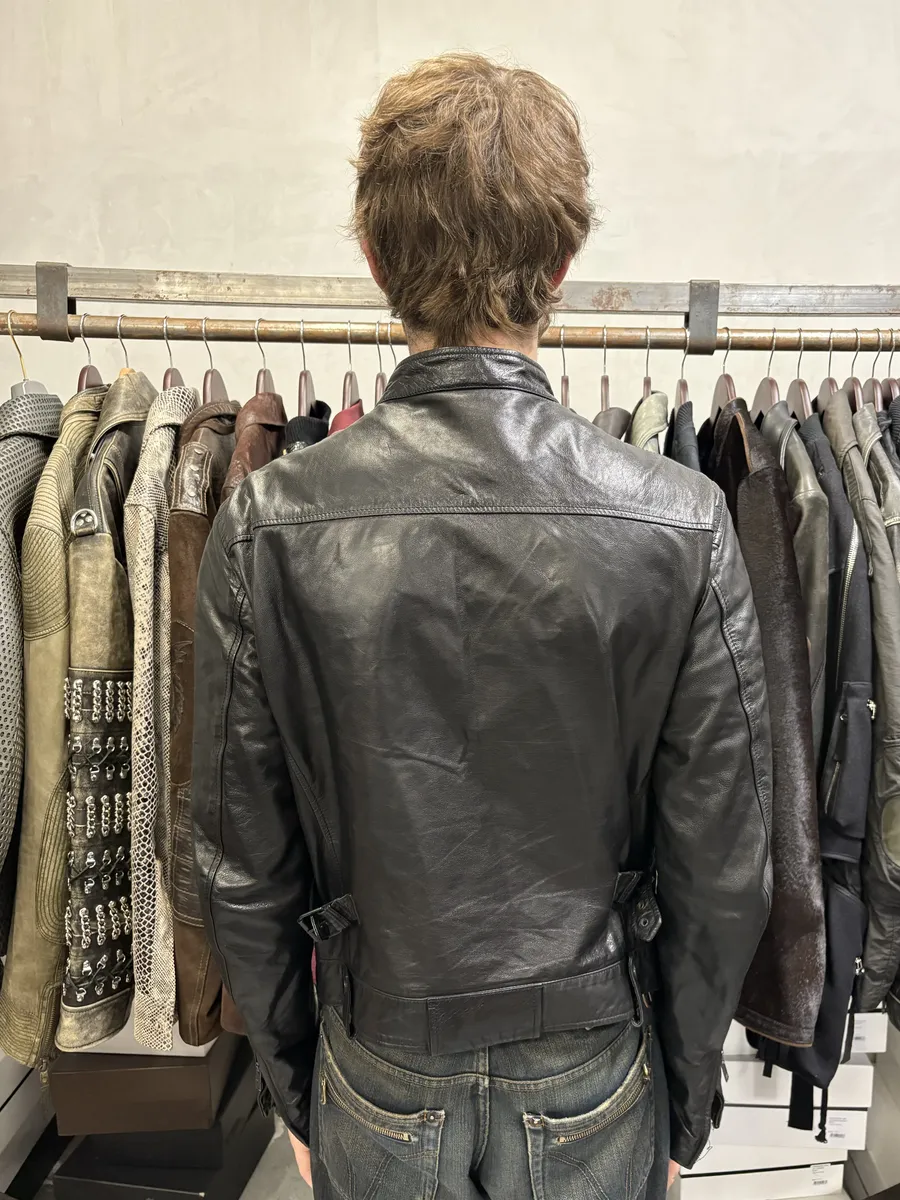 SS2007 Emporio Armani Black Utility Multi Zips Leather Jacket - Image 3