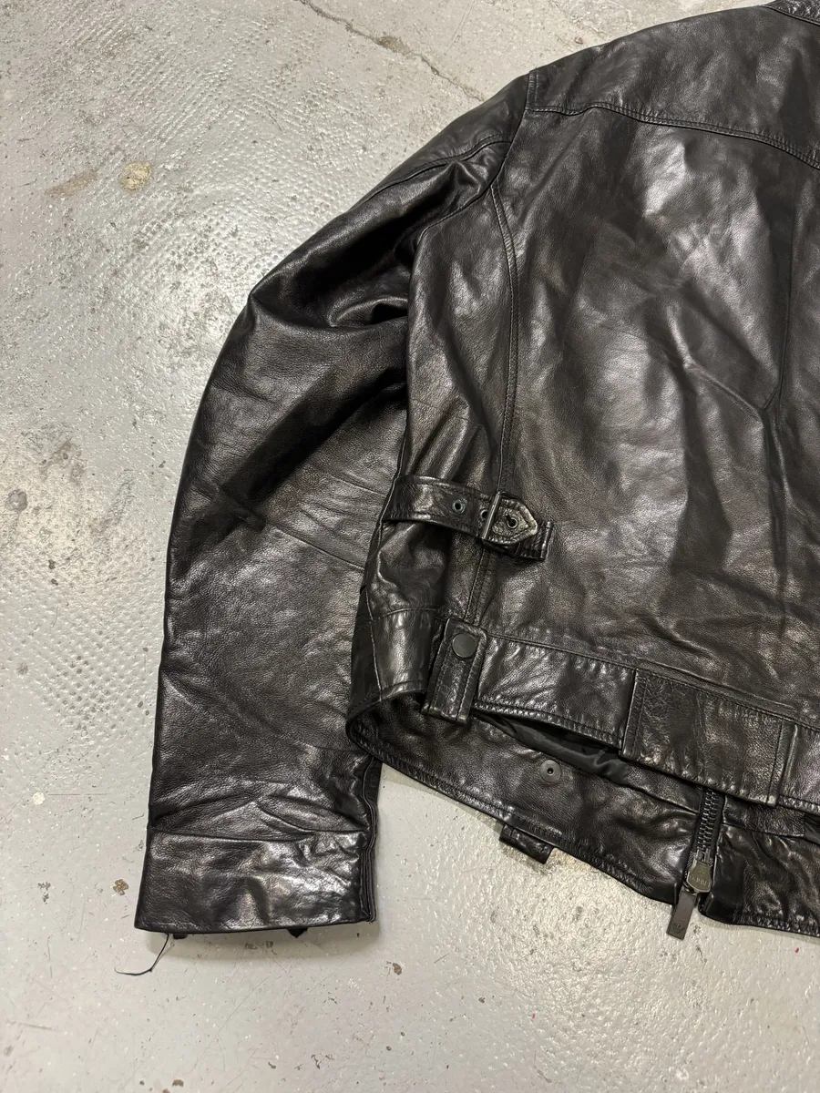 SS2007 Emporio Armani Black Utility Multi Zips Leather Jacket - Image 8