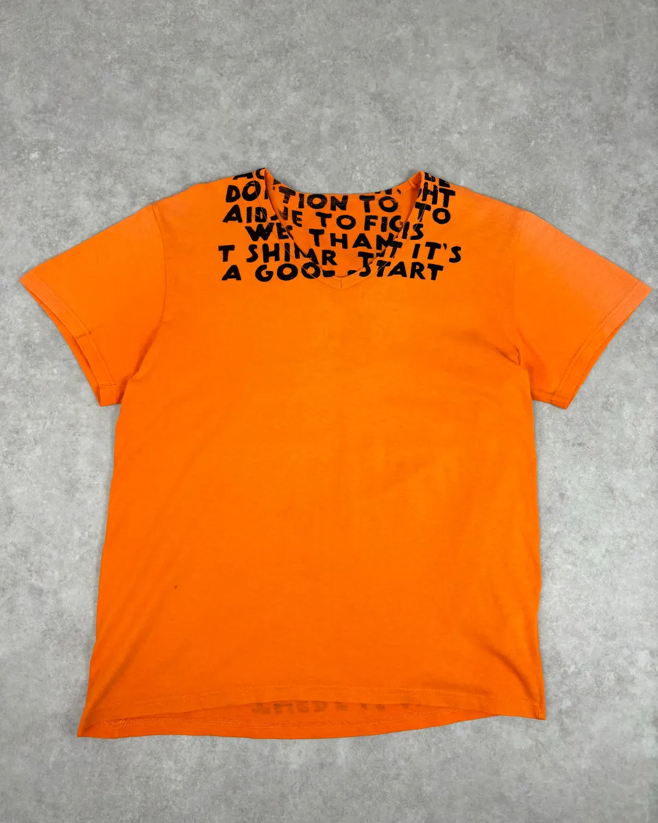 SS2007 Maison Martin Margiela Poem V Neck Orange T-Shirt