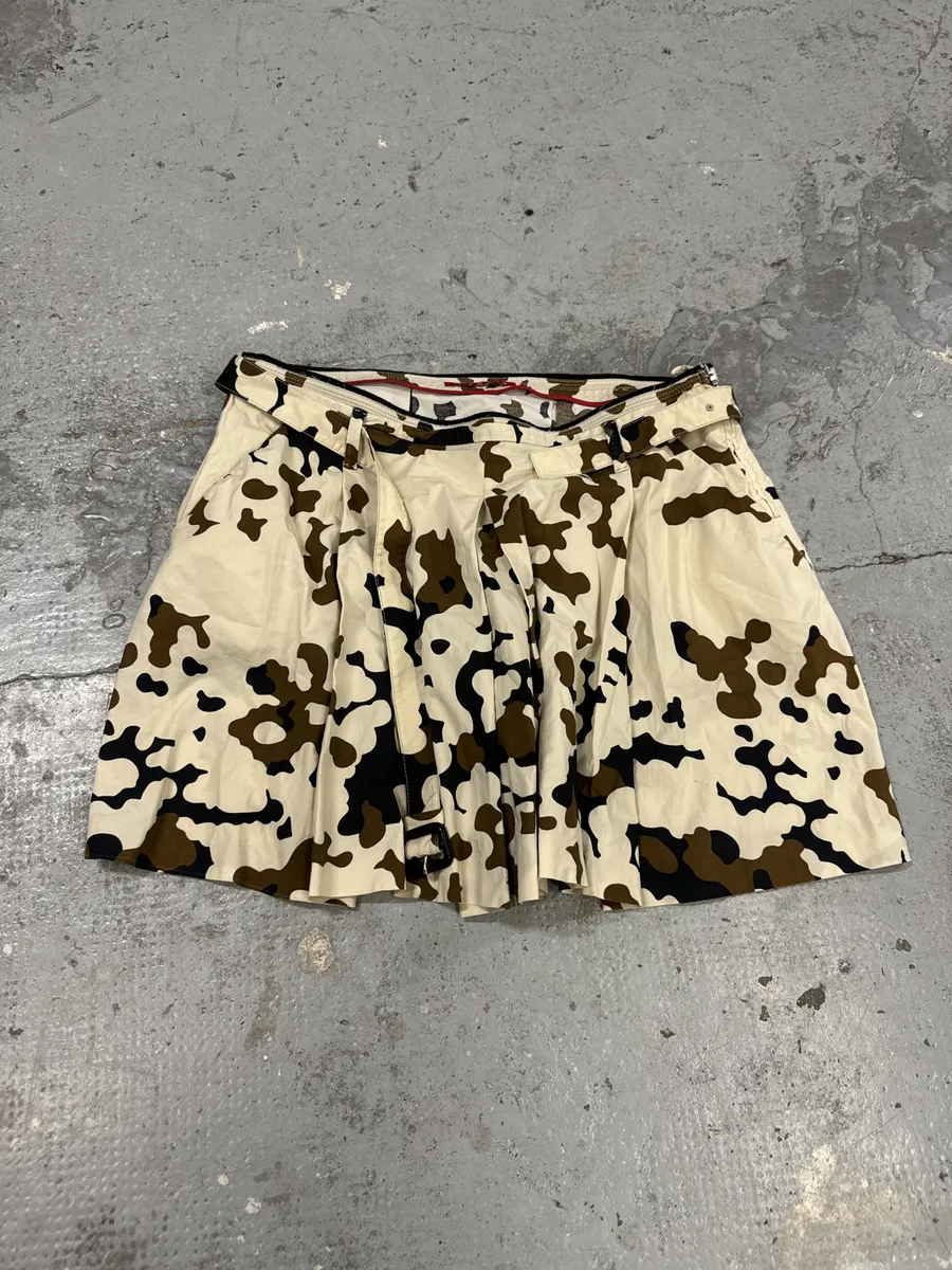 SS2007 Prada Beige Camo Belted Skirt