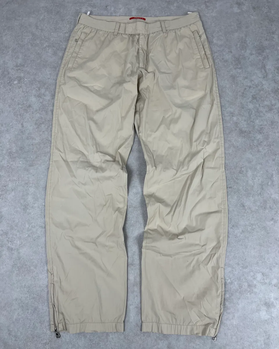 SS2007 Prada Beige Nylon Zip-Ankle Technical Cargo Pants