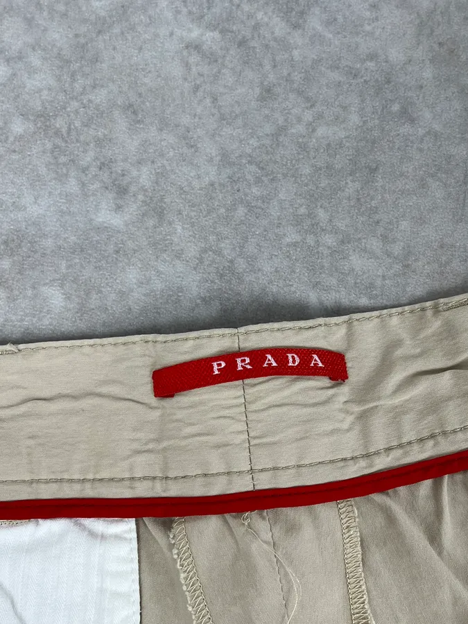 SS2007 Prada Beige Nylon Zip-Ankle Technical Cargo Pants - Image 12
