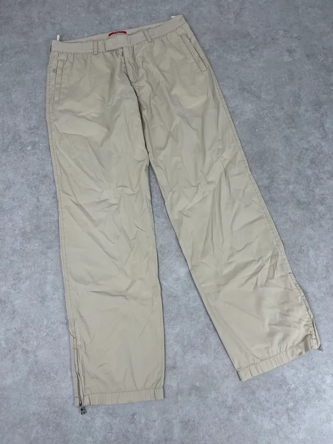 SS2007 Prada Beige Nylon Zip-Ankle Technical Cargo Pants - Image 5