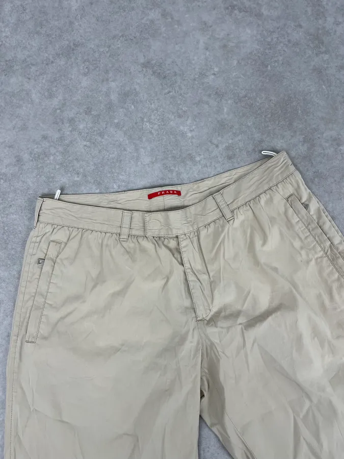 SS2007 Prada Beige Nylon Zip-Ankle Technical Cargo Pants - Image 6
