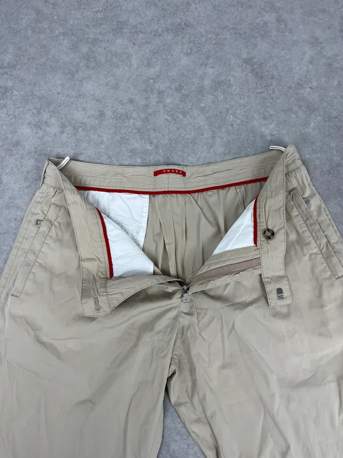 SS2007 Prada Beige Nylon Zip-Ankle Technical Cargo Pants - Image 9