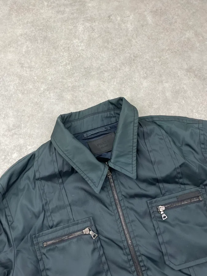 SS2007 Prada Fir Green Nylon Cargo Light Jacket - Image 5