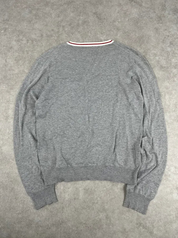 SS2007 Prada Grey V-Neck Contrast Trim Sweater - Image 5