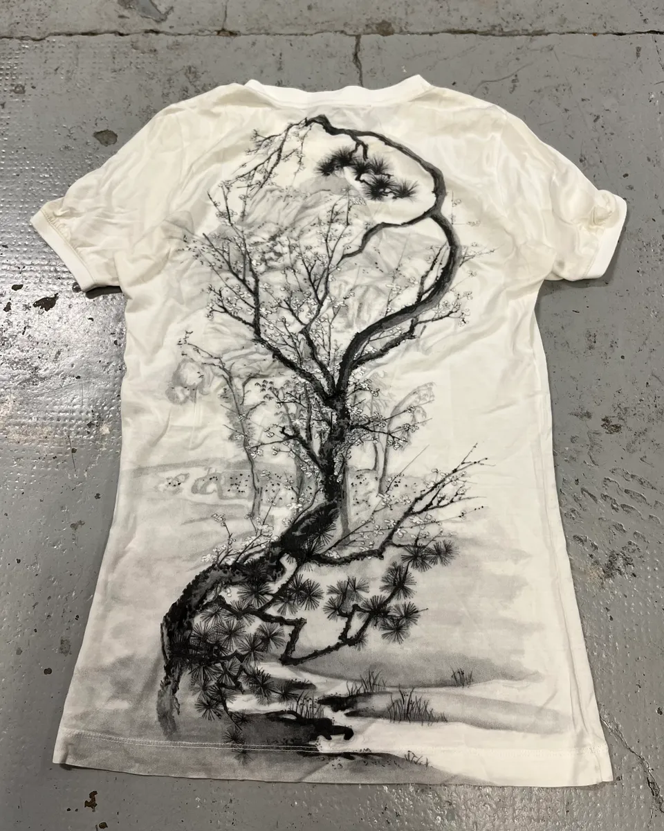 SS2008 Balenciaga White Tree Nature Tree Graphic T-Shirt - Image 8