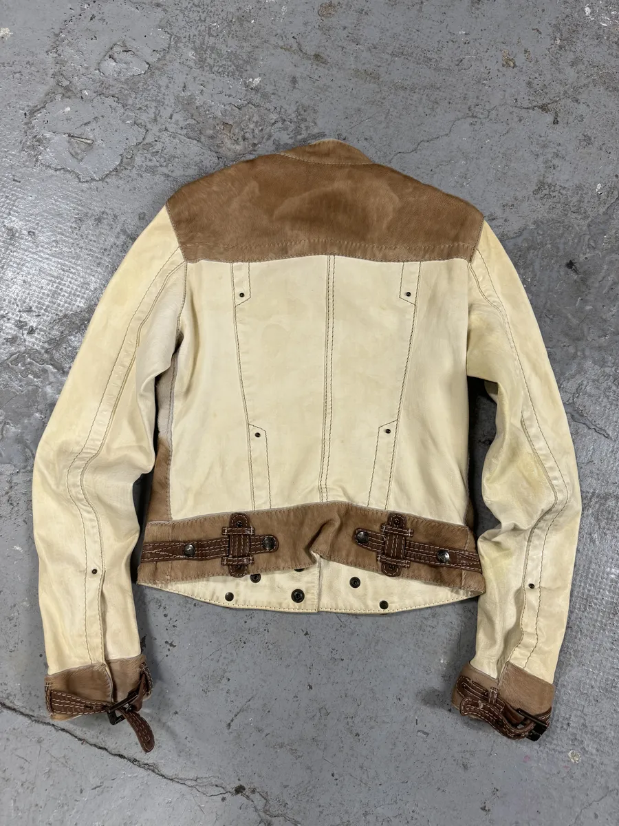 SS2008 Cavalli Beige Hybrid Pony Hair Leather Jacket - Image 2