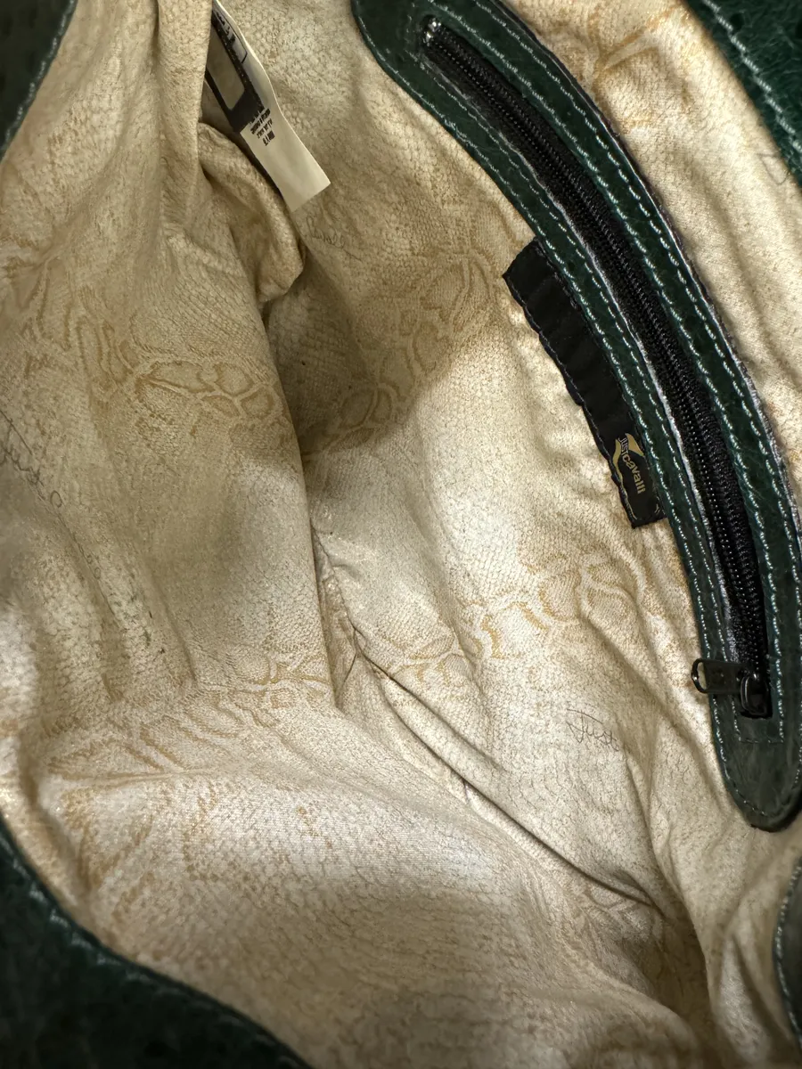 SS2008 Cavalli Ostrich Embossed Leather Green Horn Handle Bag - Image 7