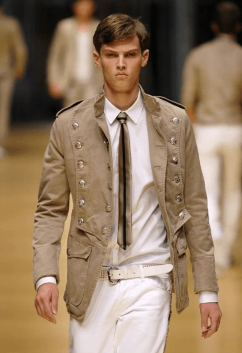 SS2008 Dolce & Gabbana Beige Double-Breasted Officer Napoleon Jacket - Image 2