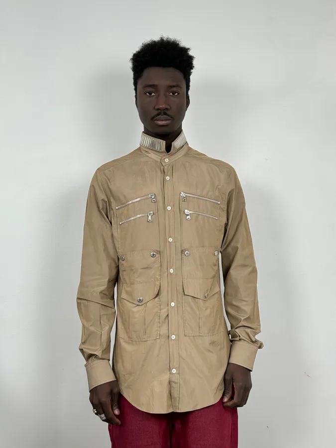 SS2008 Dolce & Gabbana Beige Multi-Zip Armor Shirt - Image 3