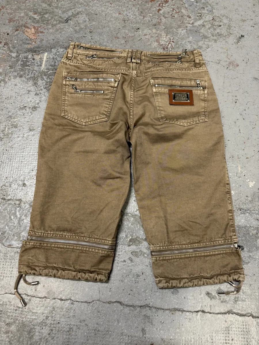 SS2008 Dolce & Gabbana Beige Multi Zips Shorts - Image 5