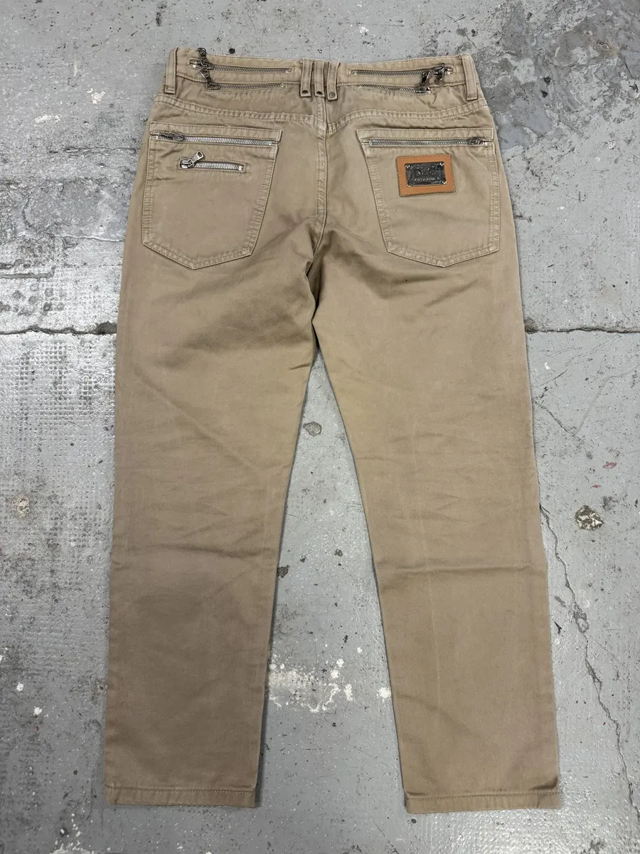 SS2008 Dolce & Gabbana Multi-Zip Beige Pants - Image 2
