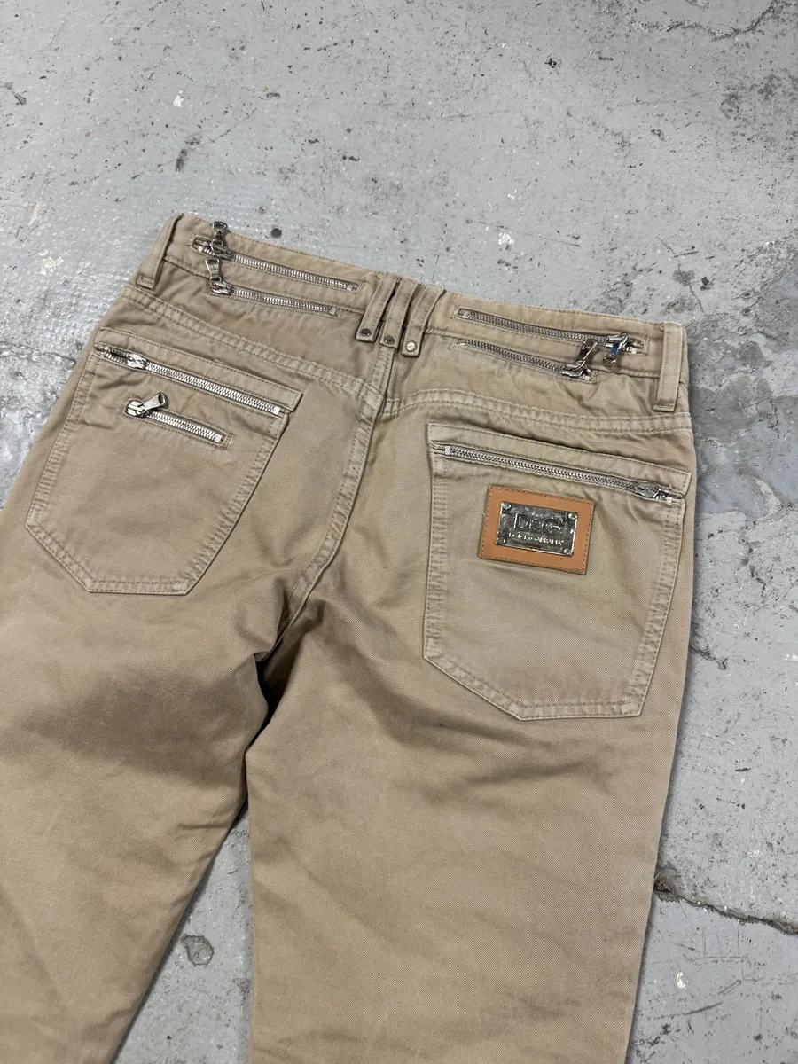 SS2008 Dolce & Gabbana Multi-Zip Beige Pants - Image 3