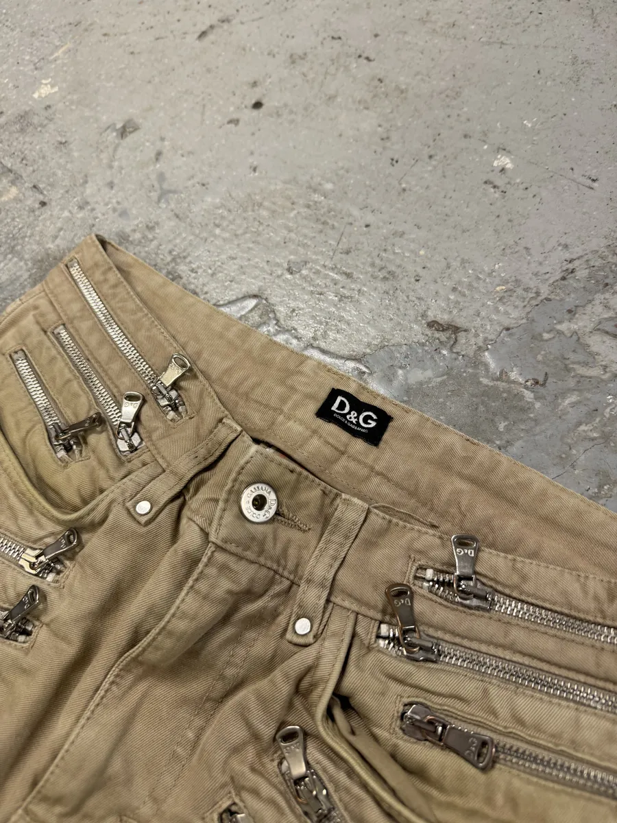 SS2008 Dolce & Gabbana Multi-Zip Beige Pants - Image 5