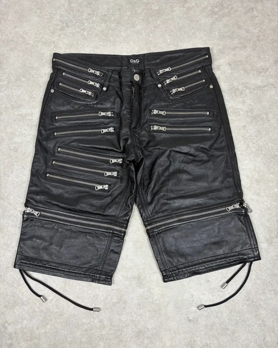 SS2008 Dolce & Gabbana Multi-Zip Black Leather Short - Image 2