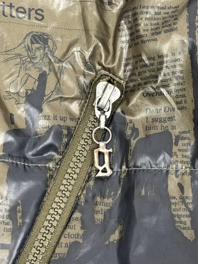 SS2008 Galliano 2 in 1 Khaki Brown & Black Newspaper Windbreaker Jacket - Image 16