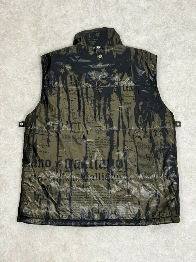 SS2008 Galliano 2 in 1 Khaki Brown & Black Newspaper Windbreaker Jacket - Image 9