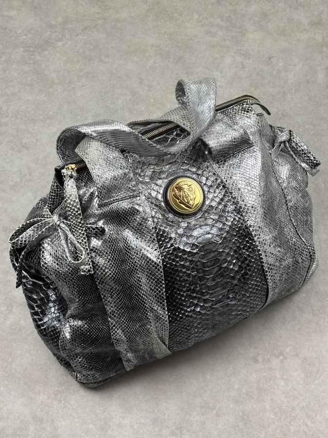 SS2008 Gucci Black & Silver Python Leather Tote Bag by Frida Giannini
