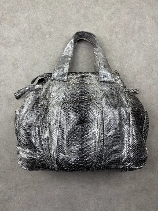 SS2008 Gucci Black & Silver Python Leather Tote Bag by Frida Giannini - Image 14