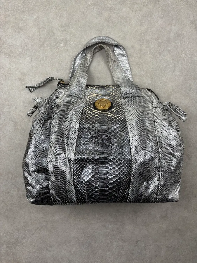 SS2008 Gucci Black & Silver Python Leather Tote Bag by Frida Giannini - Image 6