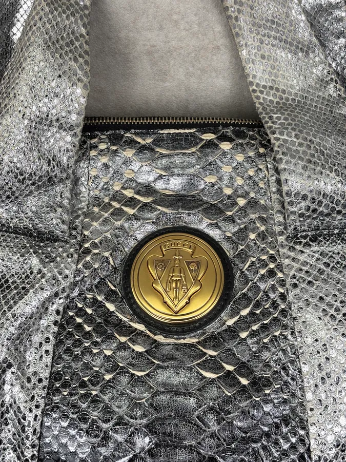 SS2008 Gucci Black & Silver Python Leather Tote Bag by Frida Giannini - Image 8