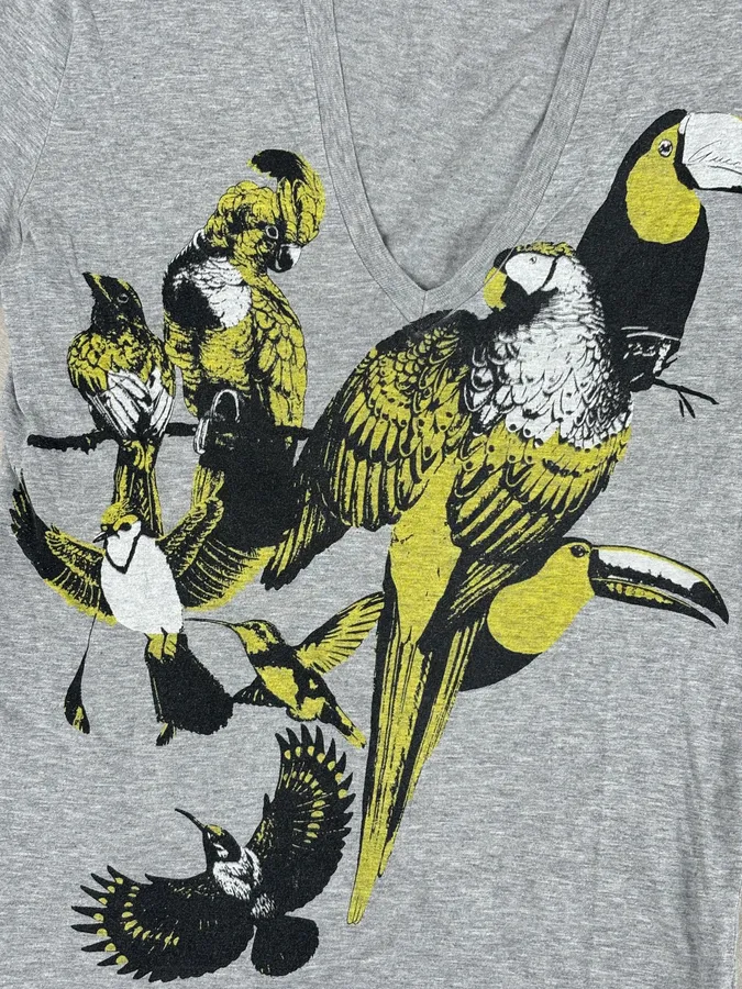 SS2008 Gucci Grey V-Neck Bird T-Shirt - Image 7