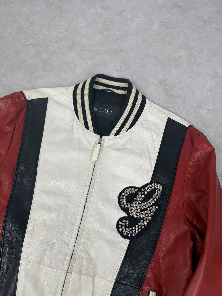 SS2008 Gucci Propaganda Red & White Biker Leather Jacket by Frida Giannini - Image 10