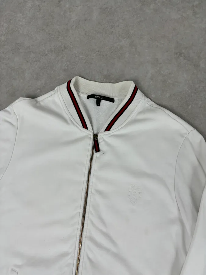 SS2008 Gucci White Signature Zip-Up Sweater by Frida Giannini - Image 4