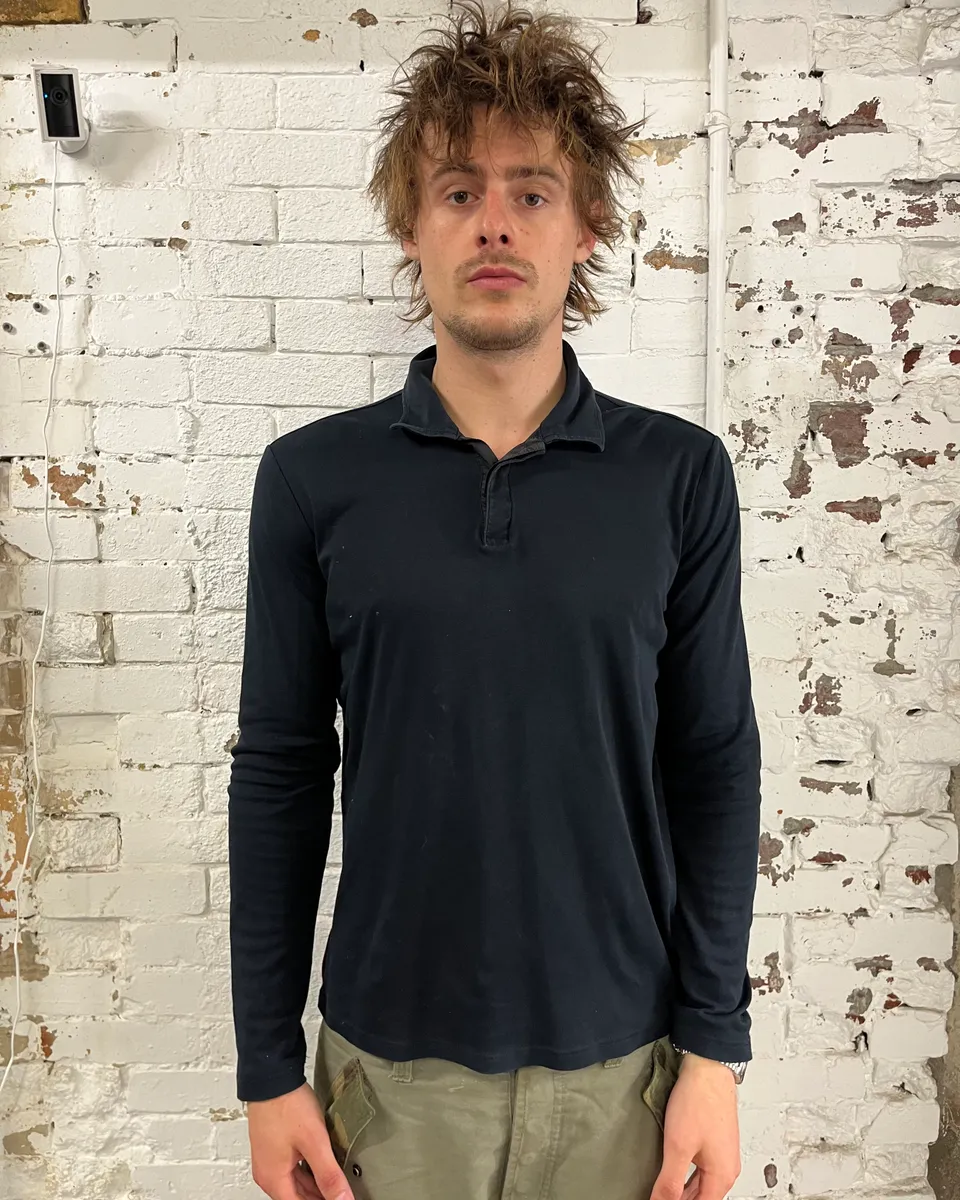 SS2008 Prada Black Linea Rossa Longsleeve Polo - Image 2