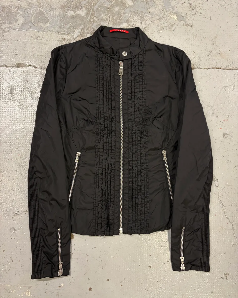 SS2008 Prada Black Wrapped Multi Zips Nylon Jacket