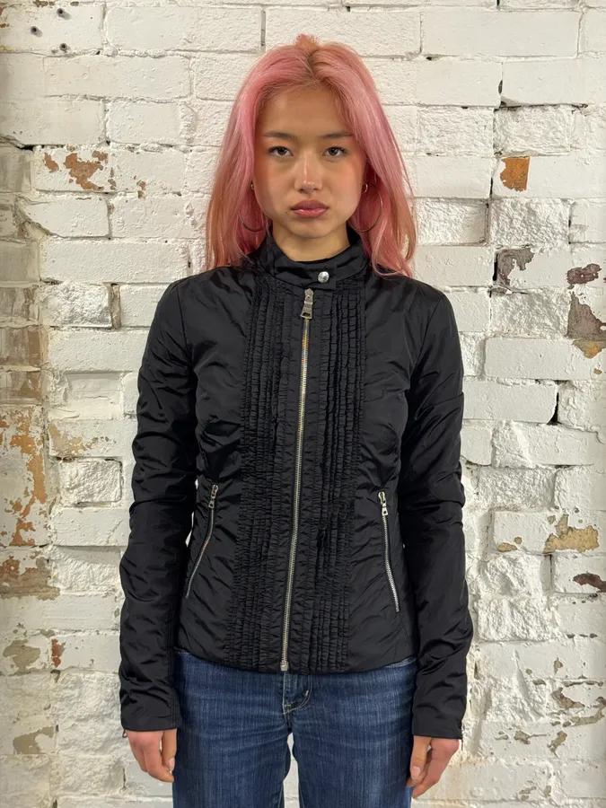 SS2008 Prada Black Wrapped Multi Zips Nylon Jacket - Image 2