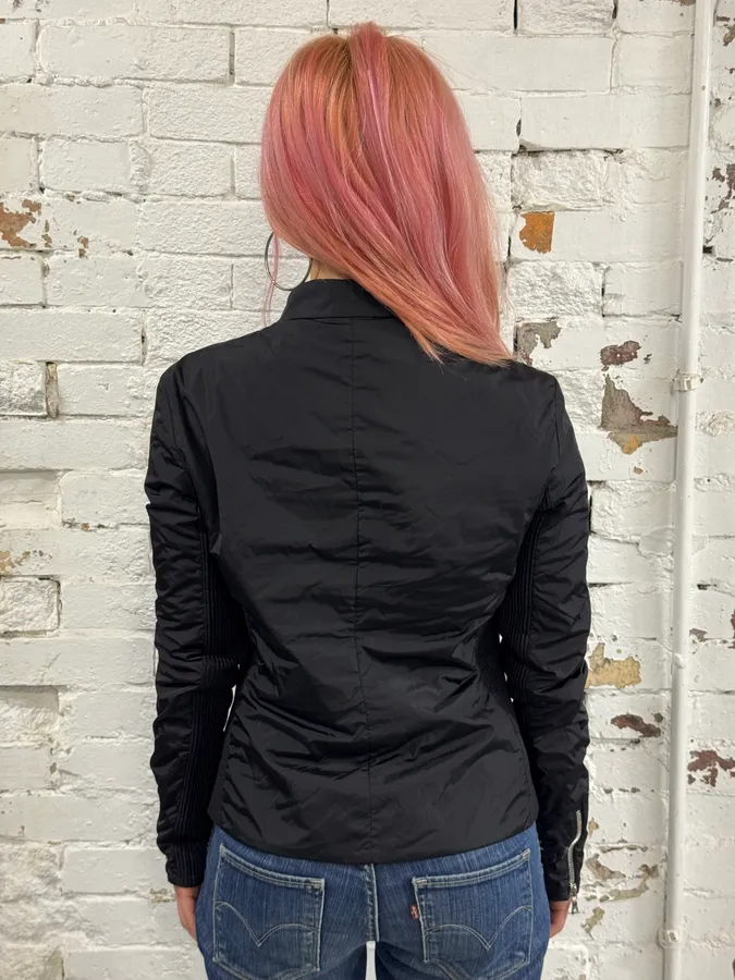 SS2008 Prada Black Wrapped Multi Zips Nylon Jacket - Image 3