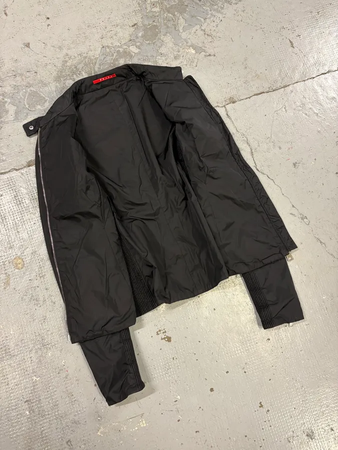 SS2008 Prada Black Wrapped Multi Zips Nylon Jacket - Image 7
