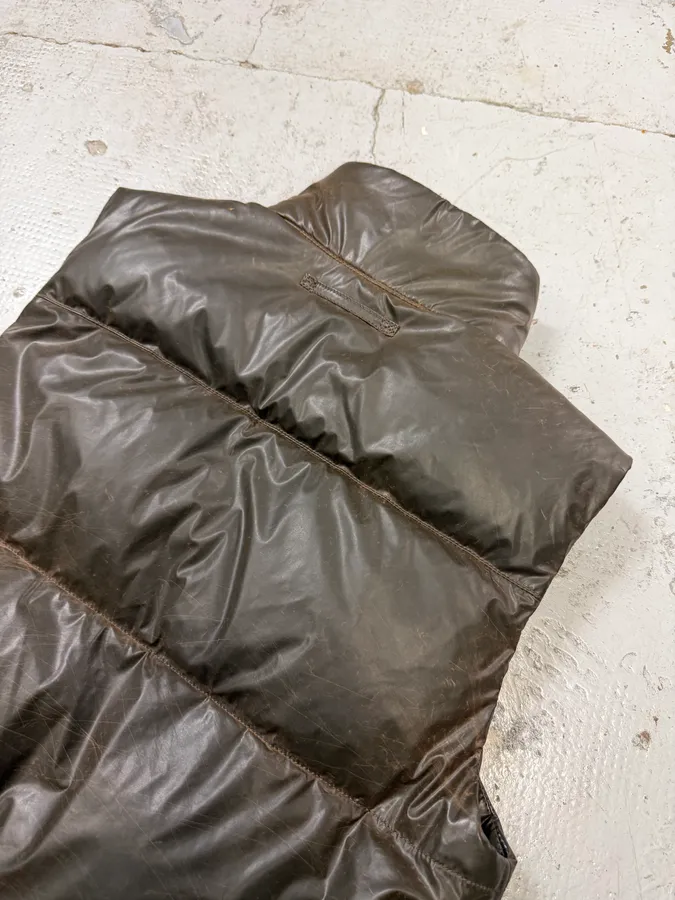 SS2008 Prada Brown Eroded Nylon Puffer Vest Jacket - Image 2