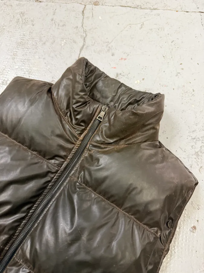 SS2008 Prada Brown Eroded Nylon Puffer Vest Jacket - Image 7