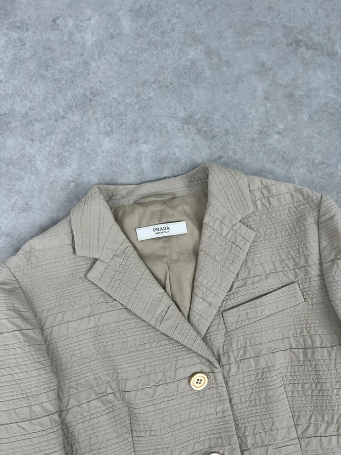 SS2008 Prada Cream Plissed Blazer - Image 5