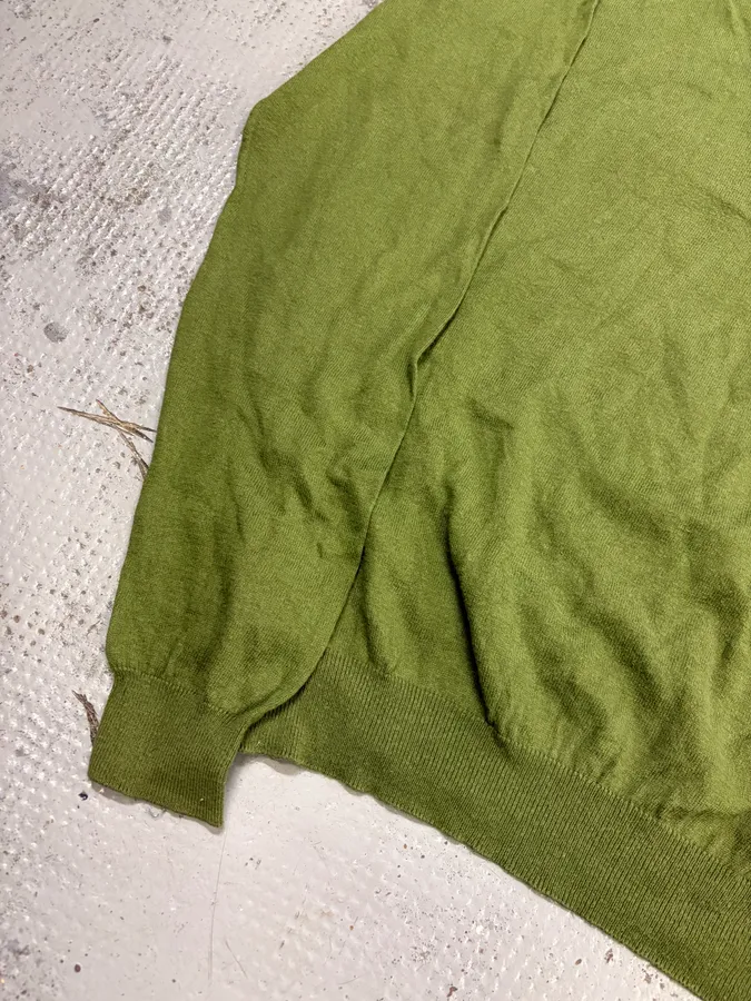 SS2008 Prada Green Classy Minimalist V-Neck Sweater - Image 7