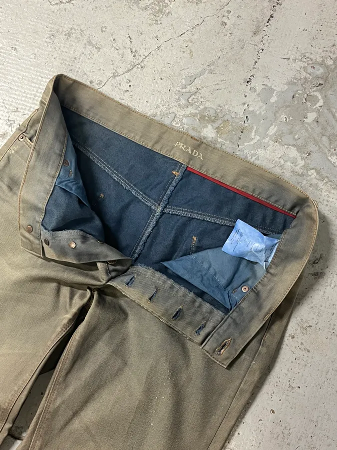 SS2008 Prada Grey Eroded Denim Jeans - Image 10