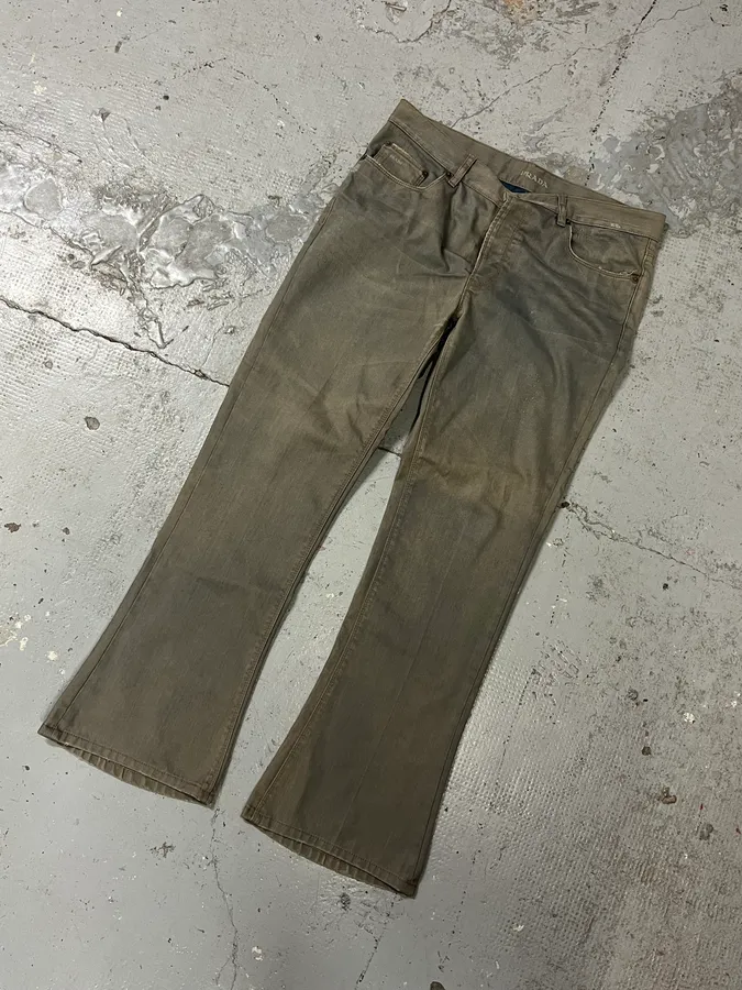 SS2008 Prada Grey Eroded Denim Jeans - Image 5