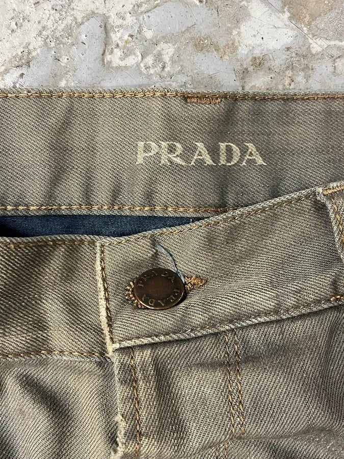 SS2008 Prada Grey Eroded Denim Jeans - Image 9