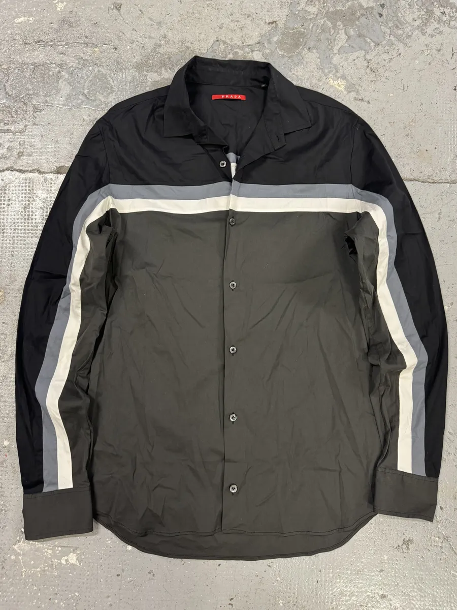 SS2008 Prada Lined Black Grey Shirt