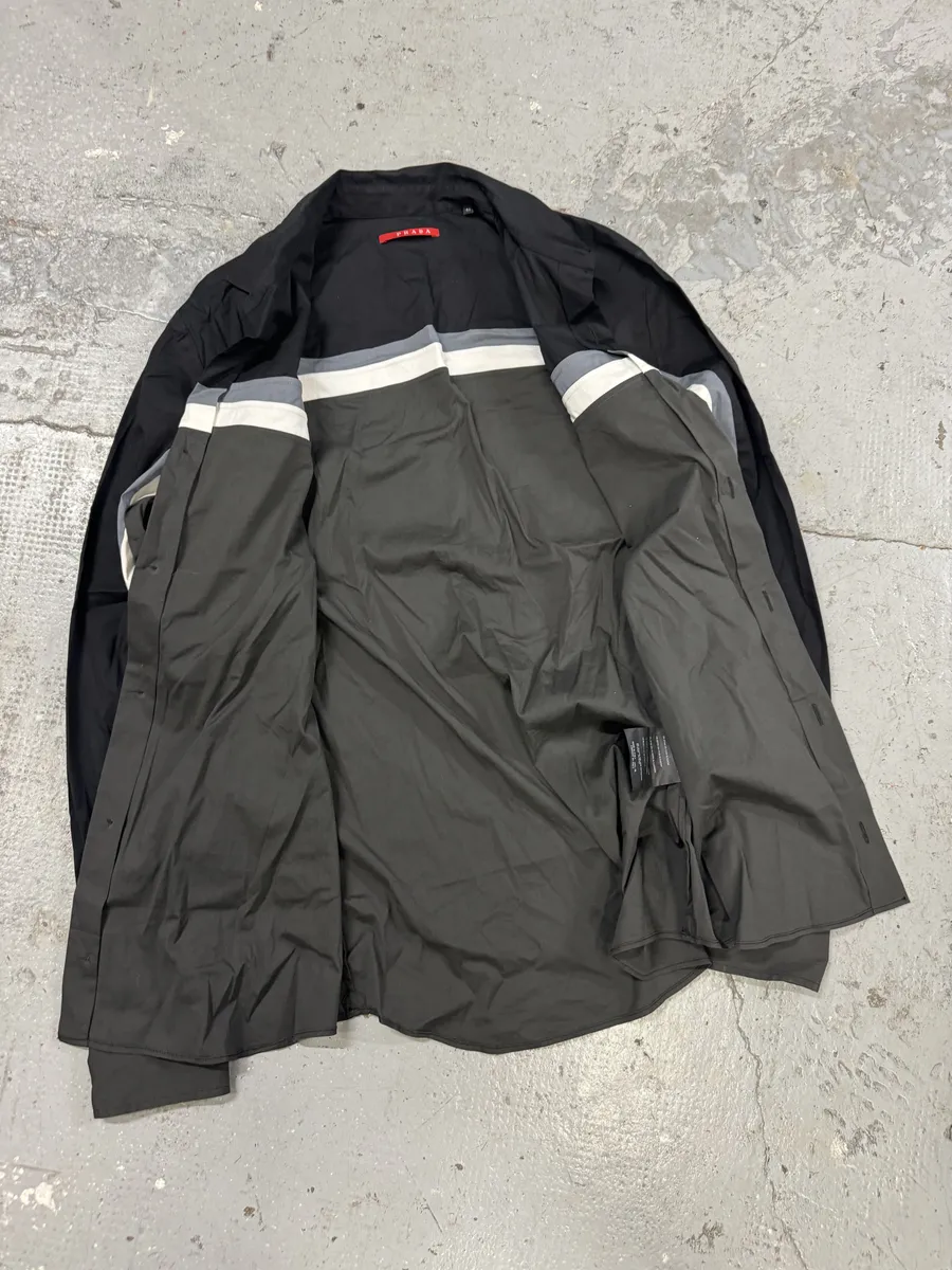 SS2008 Prada Lined Black Grey Shirt - Image 5