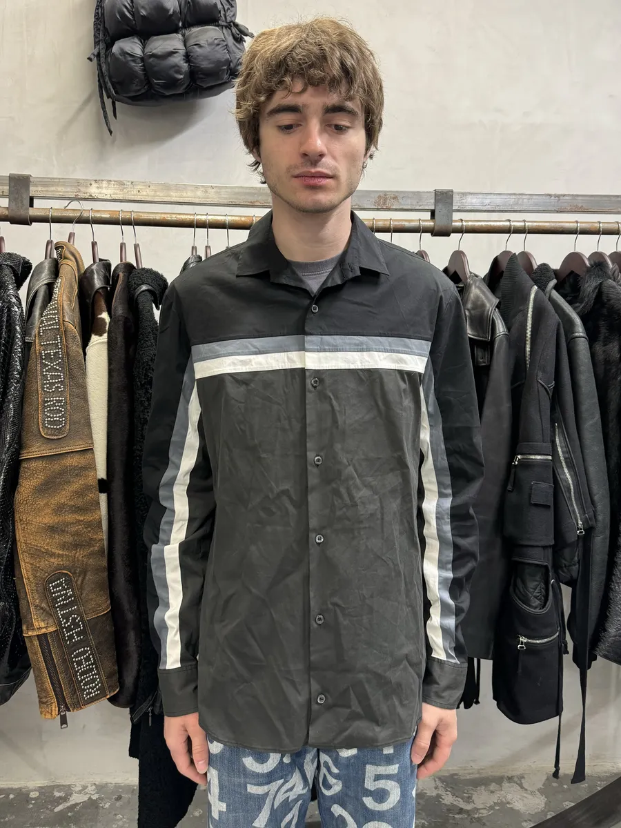 SS2008 Prada Lined Black Grey Shirt - Image 9