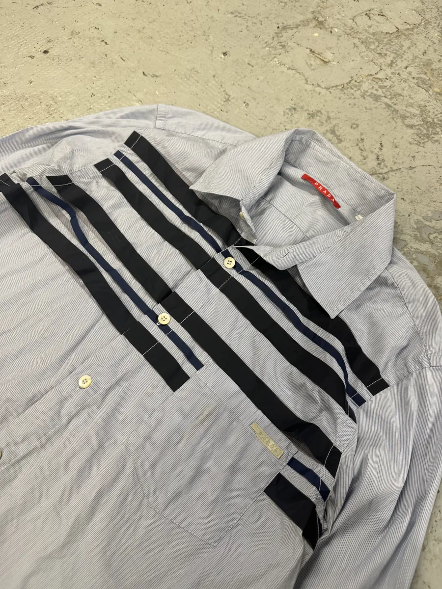 SS2008 Prada Striped Blue Shirt - Image 8