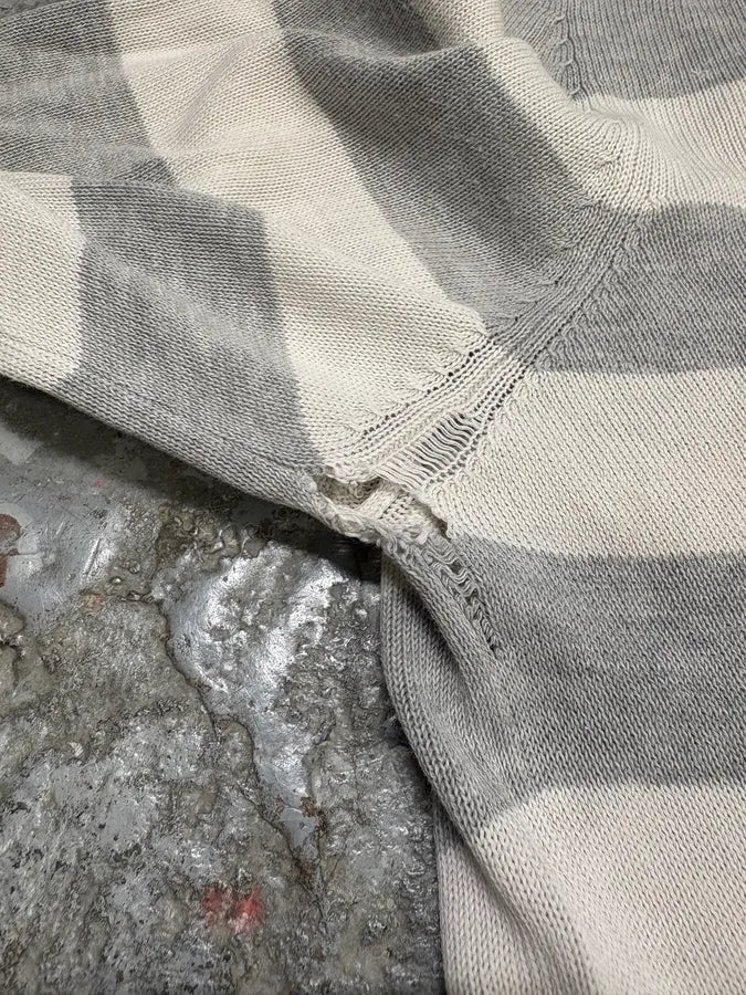 SS2008 Prada White & Grey Striped Sweater - Image 10